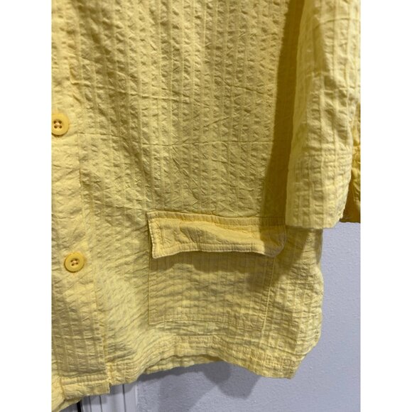 Hillard & Hanson Womens XL Yellow Textured Button-Up Shirt Lightweight Top - Picture 4 of 9